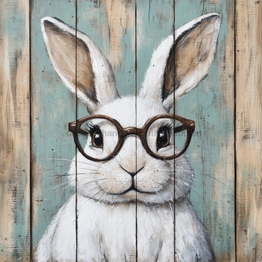 Easter Sign, Bunny in Glasses,, DCO-12677, Sign For Wreath, 10x10